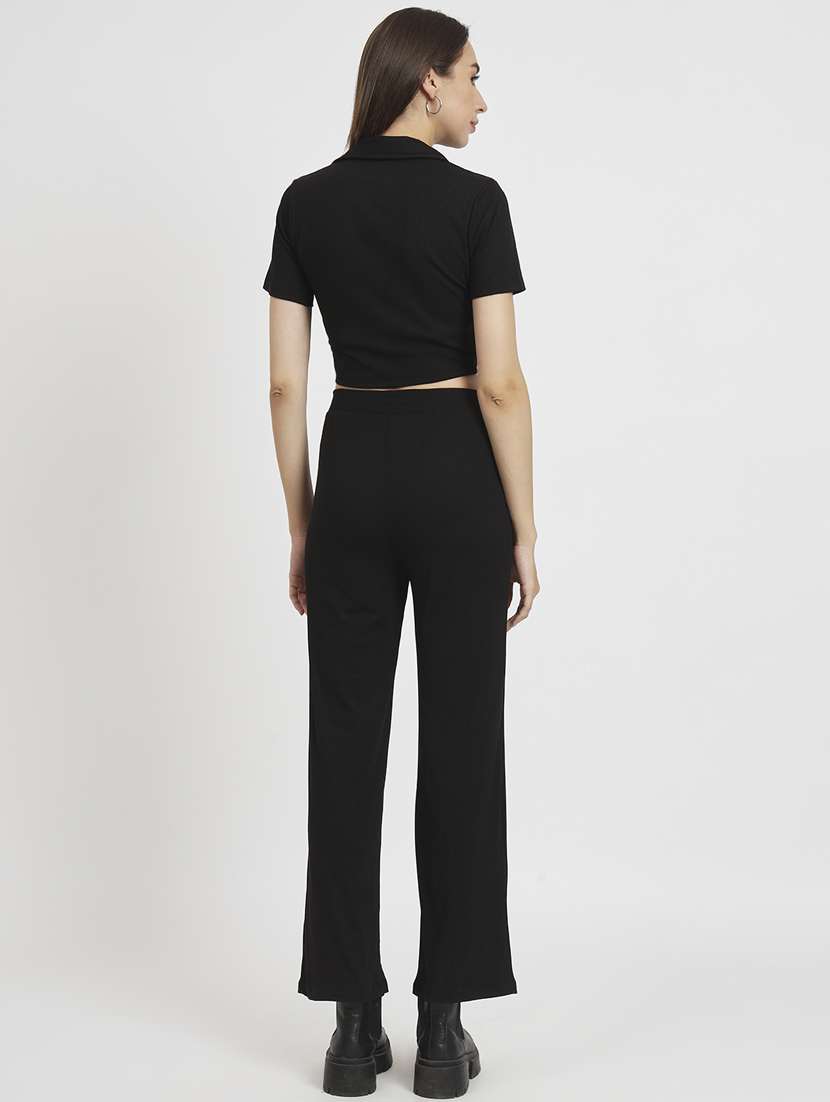 women solid top and trouser co-ord set - 20444571 - Standard Image - 4