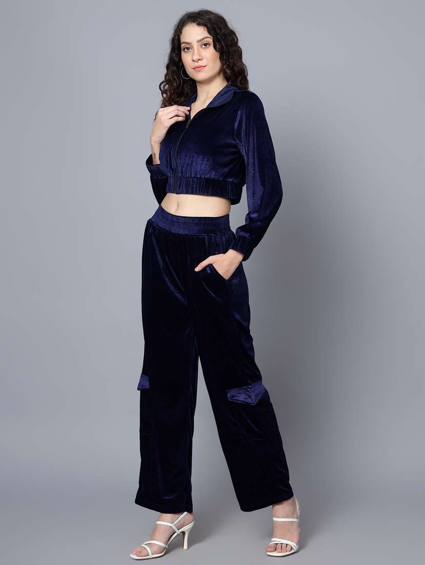 women solid top and trouser co-ord set - 20444576 -  Standard Image - 1