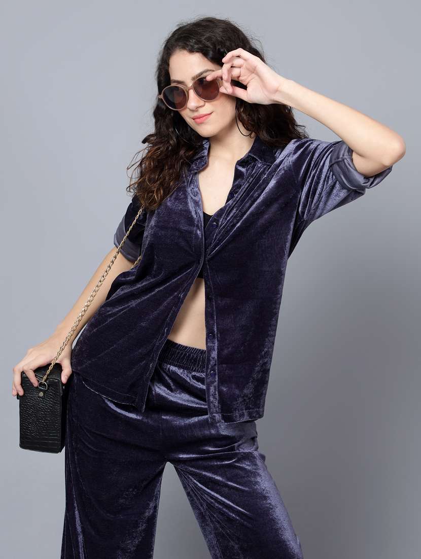 women solid top and trouser co-ord set - 20444582 -  Standard Image - 4