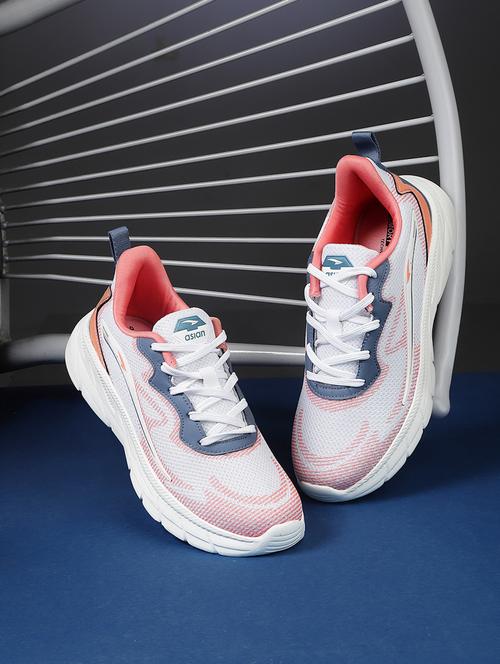 women self designed off white lace-up sport shoe - 20445542 -  Standard Image - 0