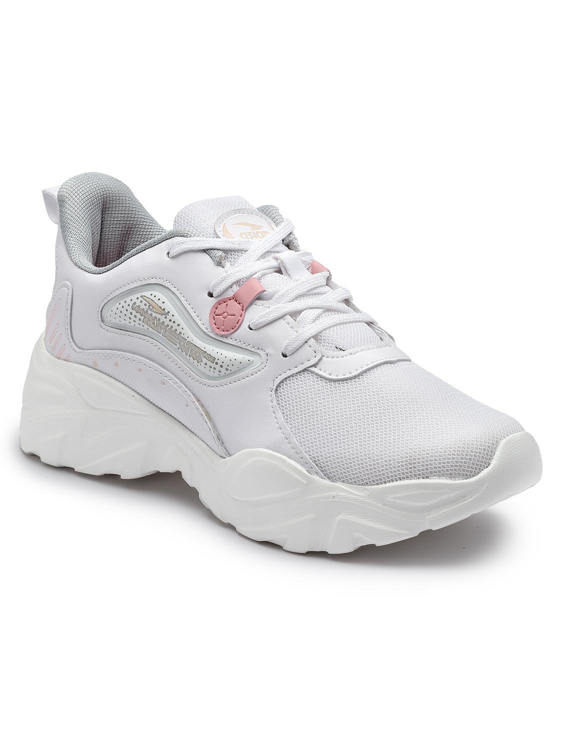 women solid white lace-up sport shoe - 20445549 - Standard Image - 1