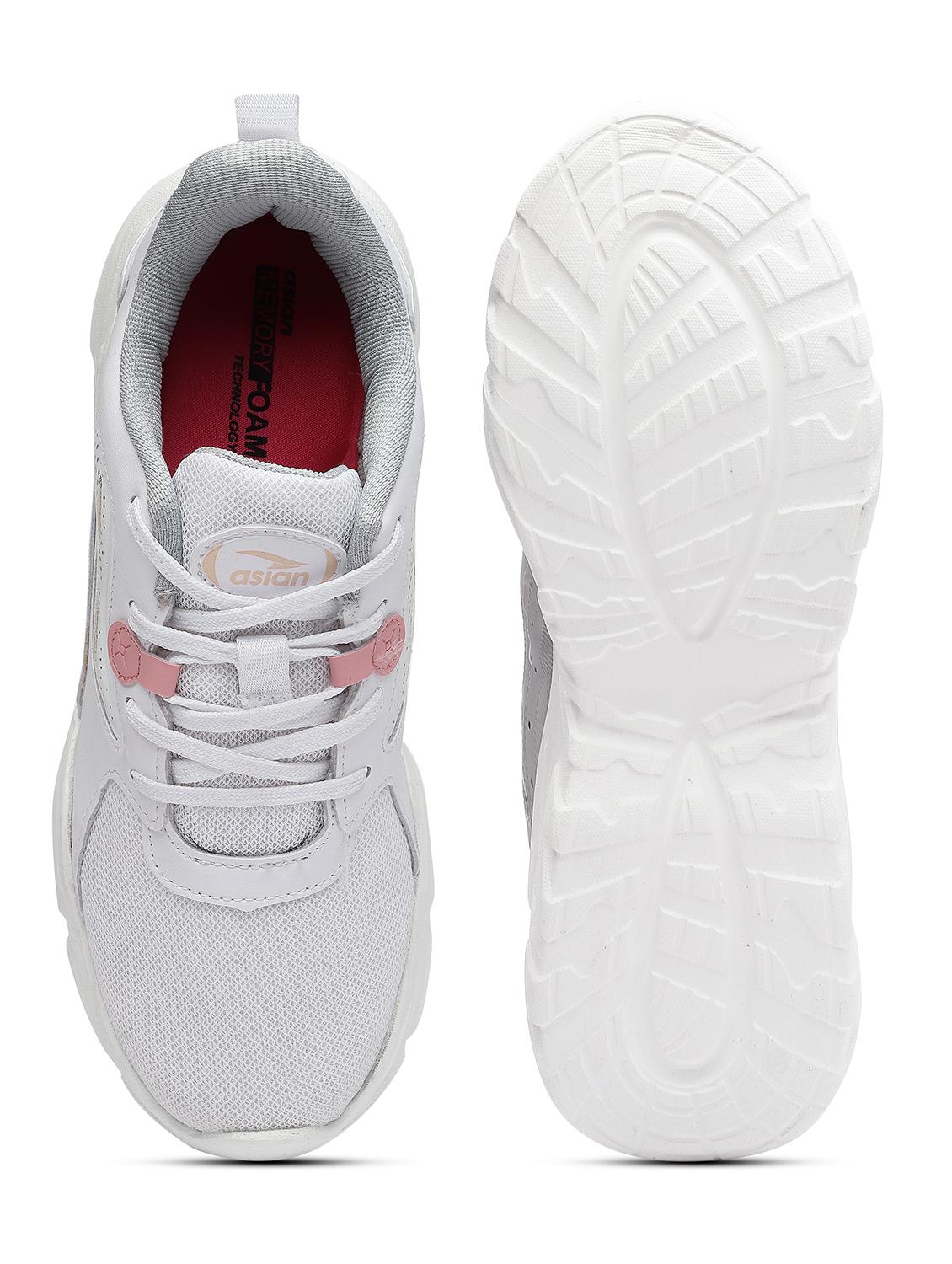 women solid white lace-up sport shoe - 20445549 - Standard Image - 4