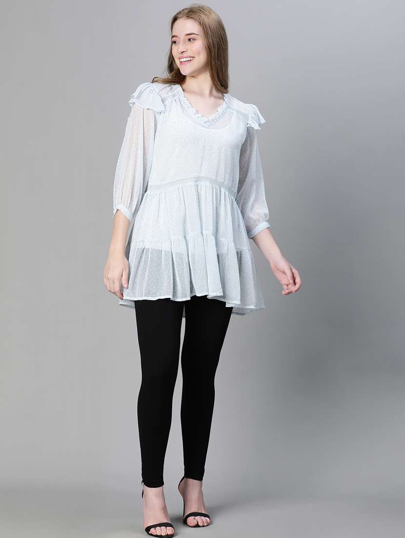 light blue animal print flared tunic - 20445553 - Standard Image - 4