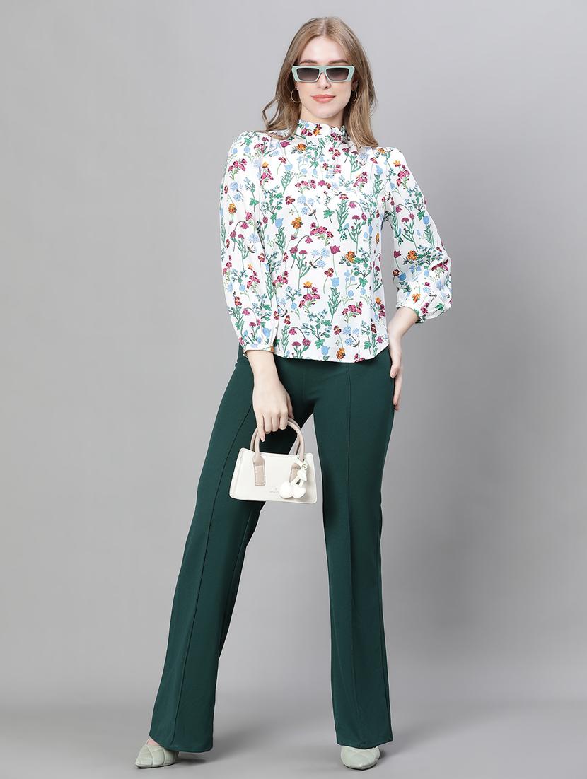 white floral print puff sleeves top - 20445608 - Standard Image - 4