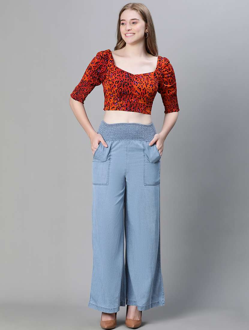 multi colored animal print puff sleeves top - 20445612 -  Standard Image - 4