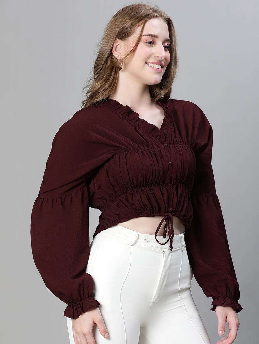 solid blouson top - 20445624 - Standard Image - 1