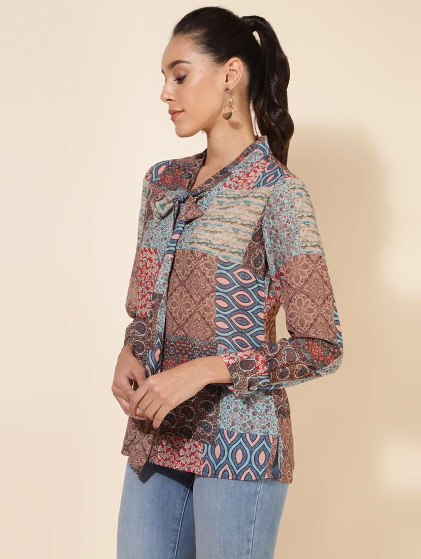 multi colored printed regular top - 20446002 -  Standard Image - 1
