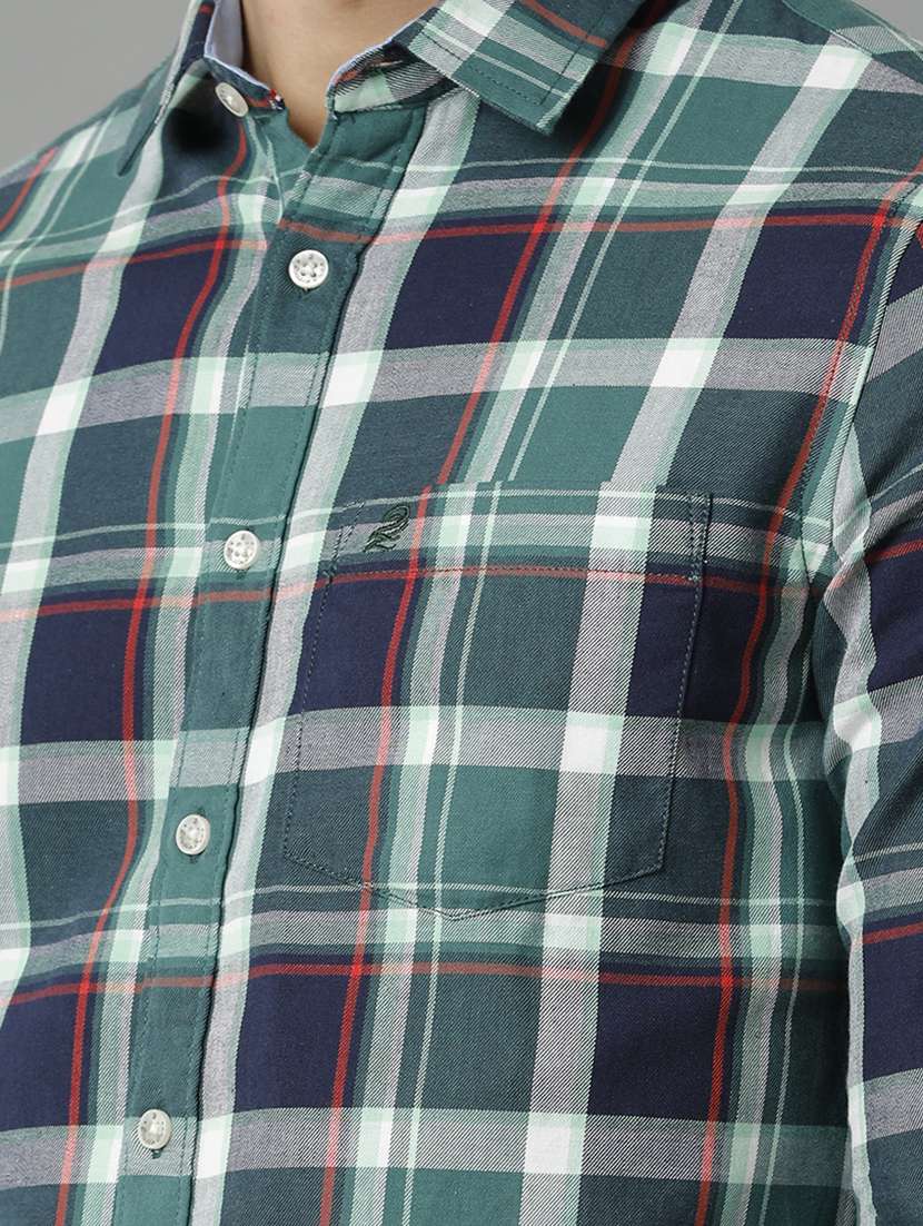 green cotton casual shirt - 20446049 -  Standard Image - 4