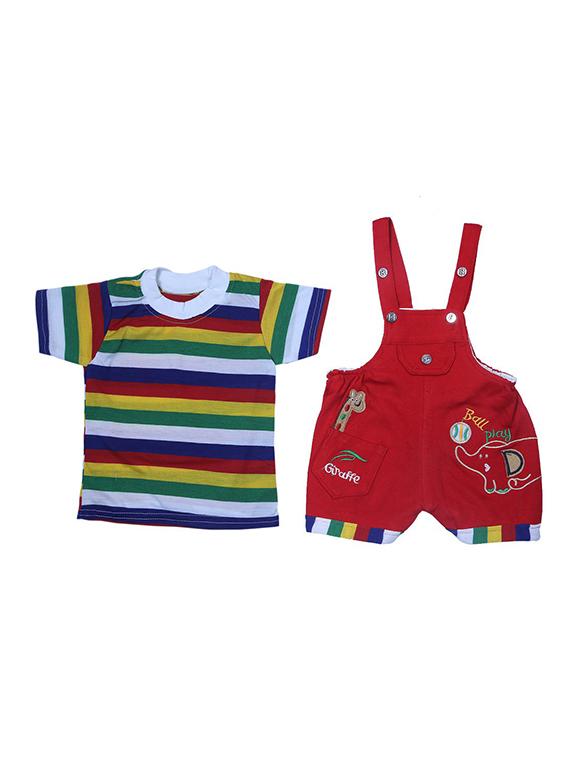 kids striped cotton dungree - 20446556 - Standard Image - 1