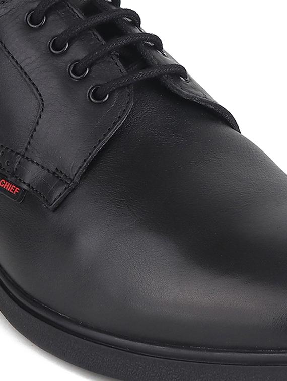 men solid black lace-up derby - 20446793 - Standard Image - 4