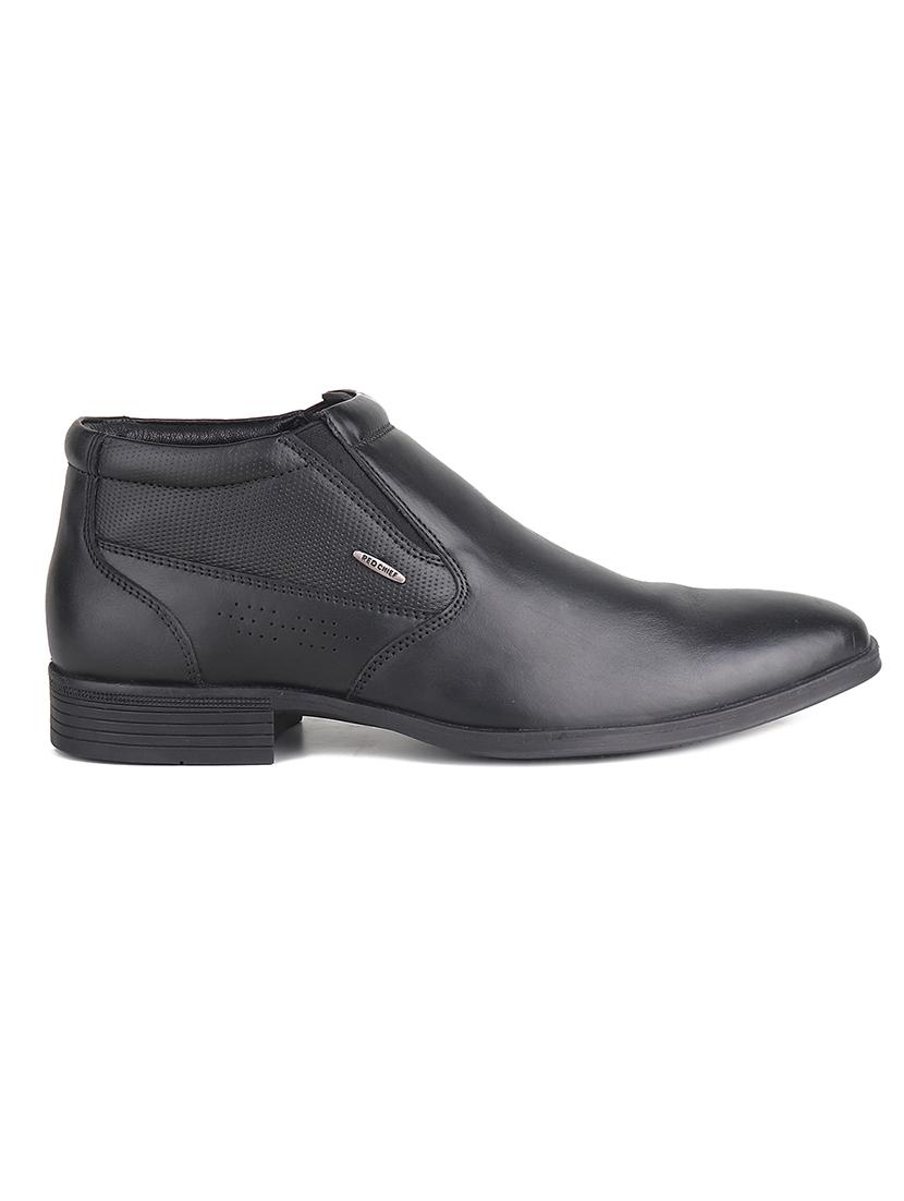 men textured black high ankle leather slip on - 20446800 - Standard Image - 1