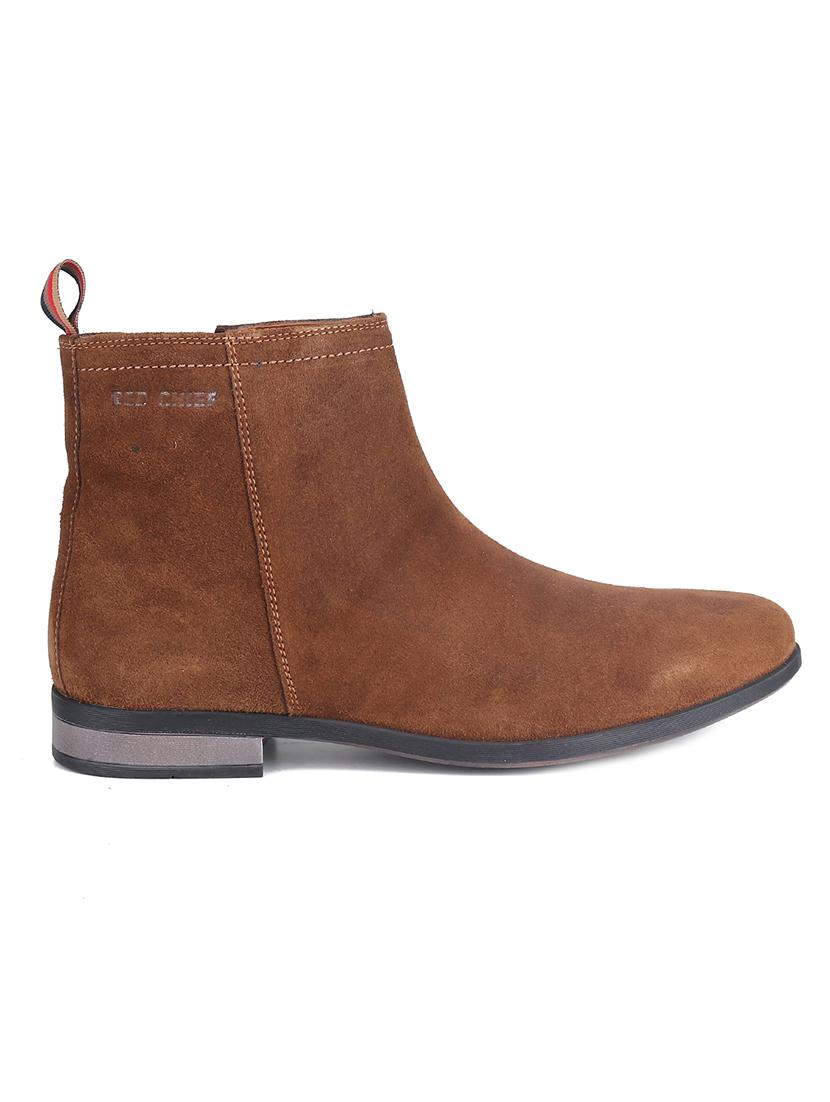 men solid brown suede high ankle boots - 20446805 - Standard Image - 1