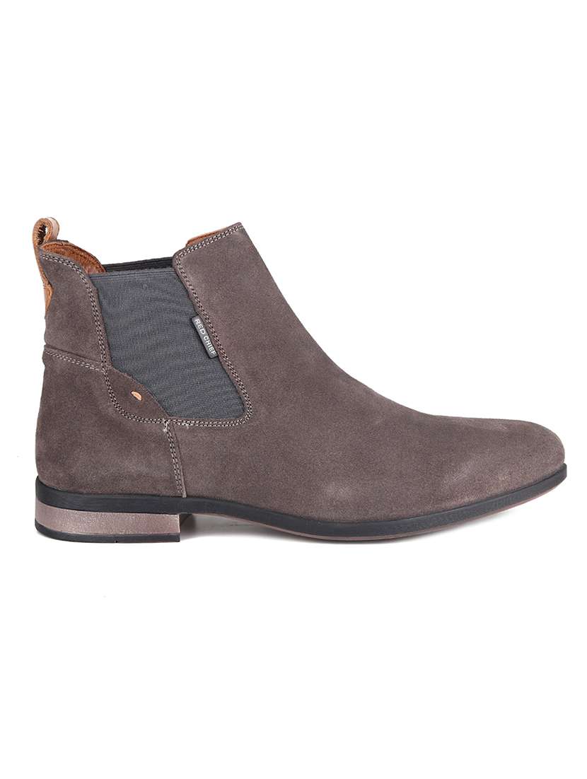 men solid grey suede high ankle boots - 20446807 -  Standard Image - 1
