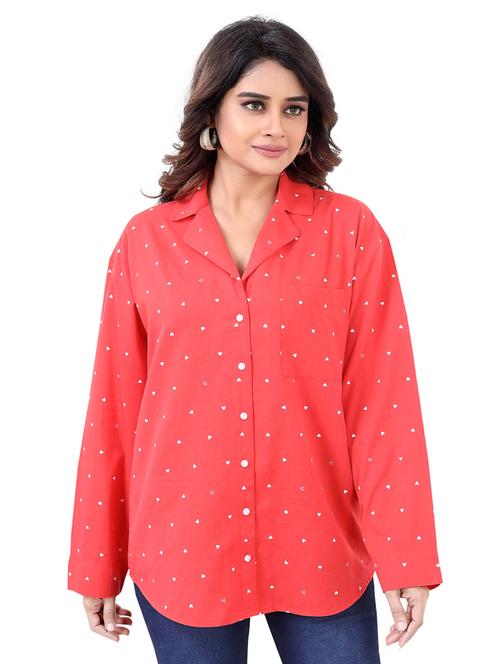 red printed boxy shirt - 20446818 - Standard Image - 0