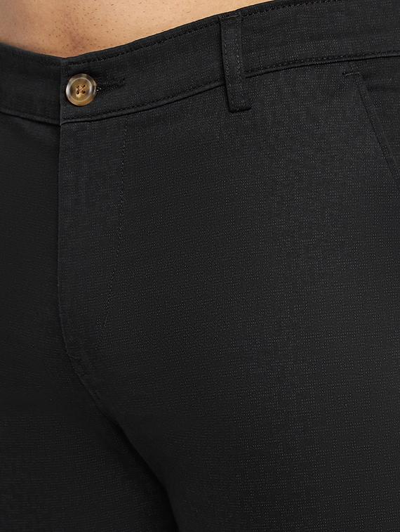 men solid black cotton casual trouser - 20446906 - Standard Image - 4