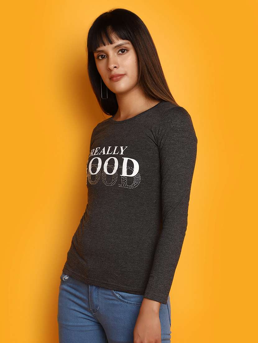 grey cotton regular top - 20448301 -  Standard Image - 1