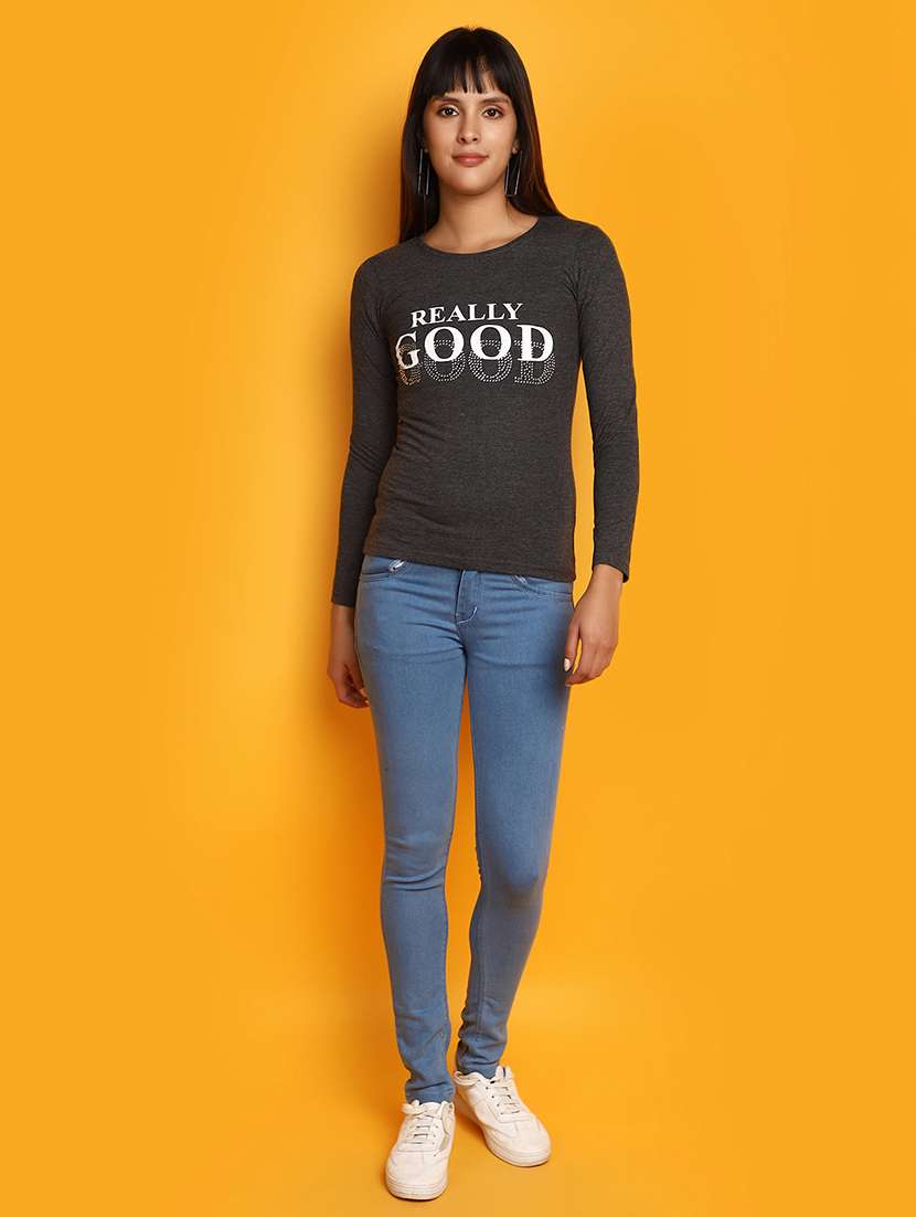 grey cotton regular top - 20448301 -  Standard Image - 4