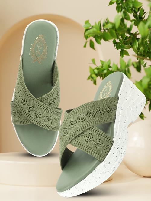 green slip on wedges - 20448561 -  Standard Image - 0