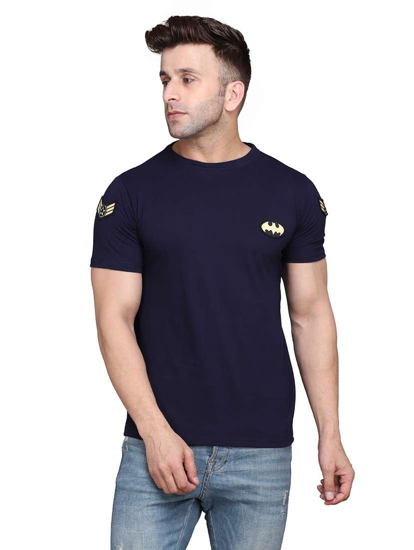 men round neck solid regular t-shirt