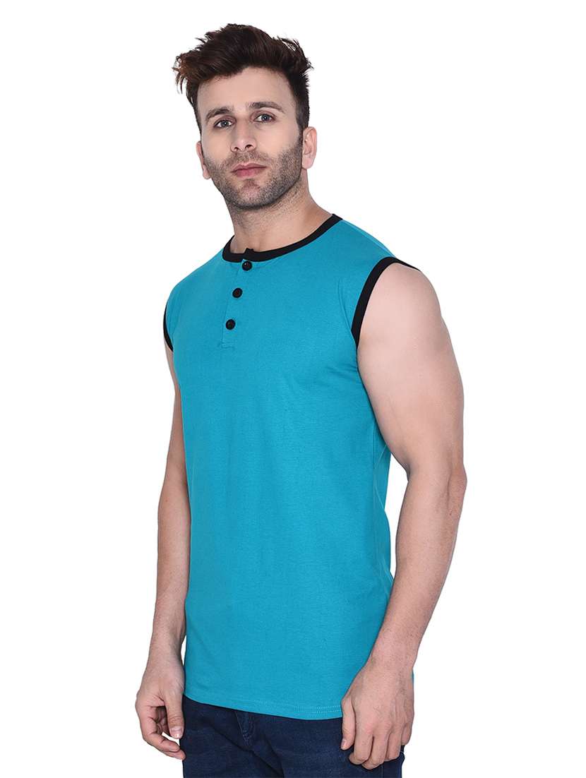 men solid cotton sleeveless t-shirt - 20448614 -  Standard Image - 1