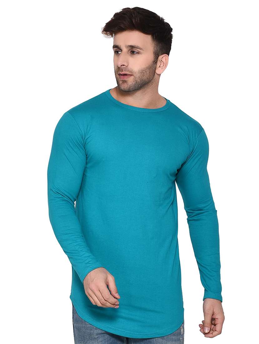 men long sleeved solid regular t-shirt