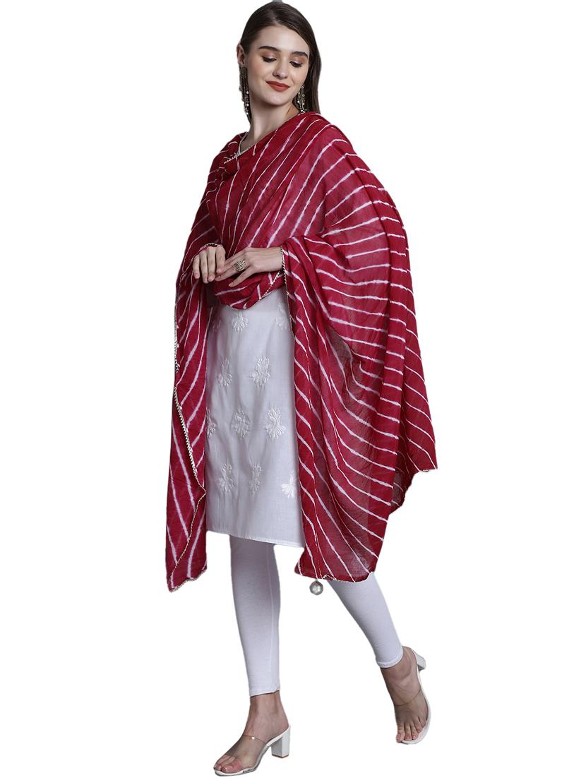 women maroon leheriya print dupatta - 20448795 -  Standard Image - 1