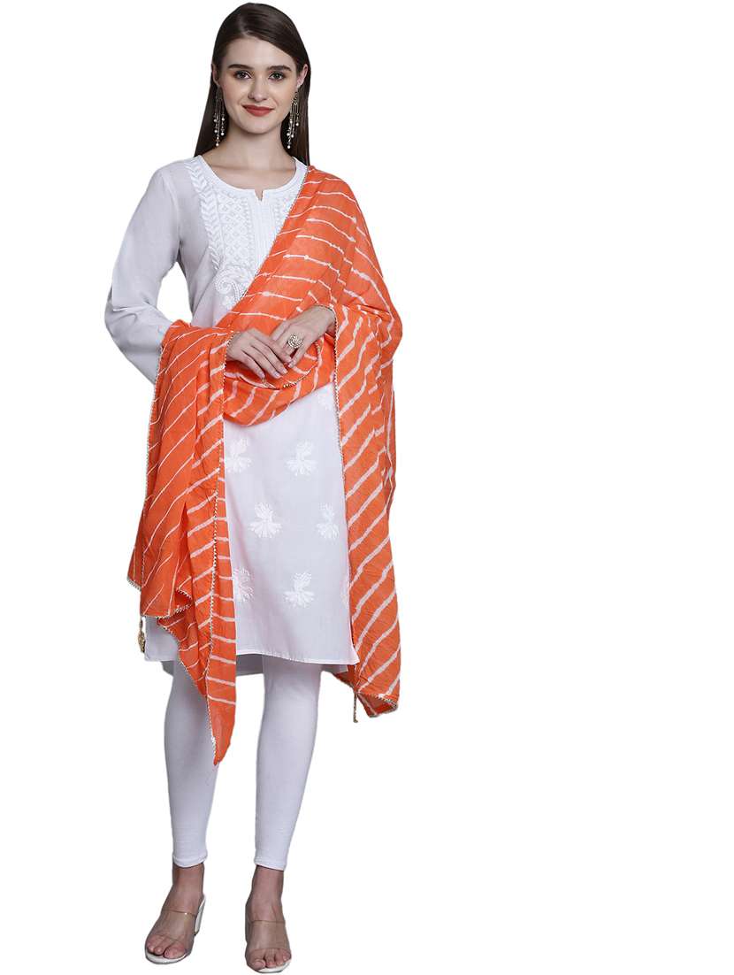women orange leheriya print dupatta - 20448797 -  Standard Image - 1