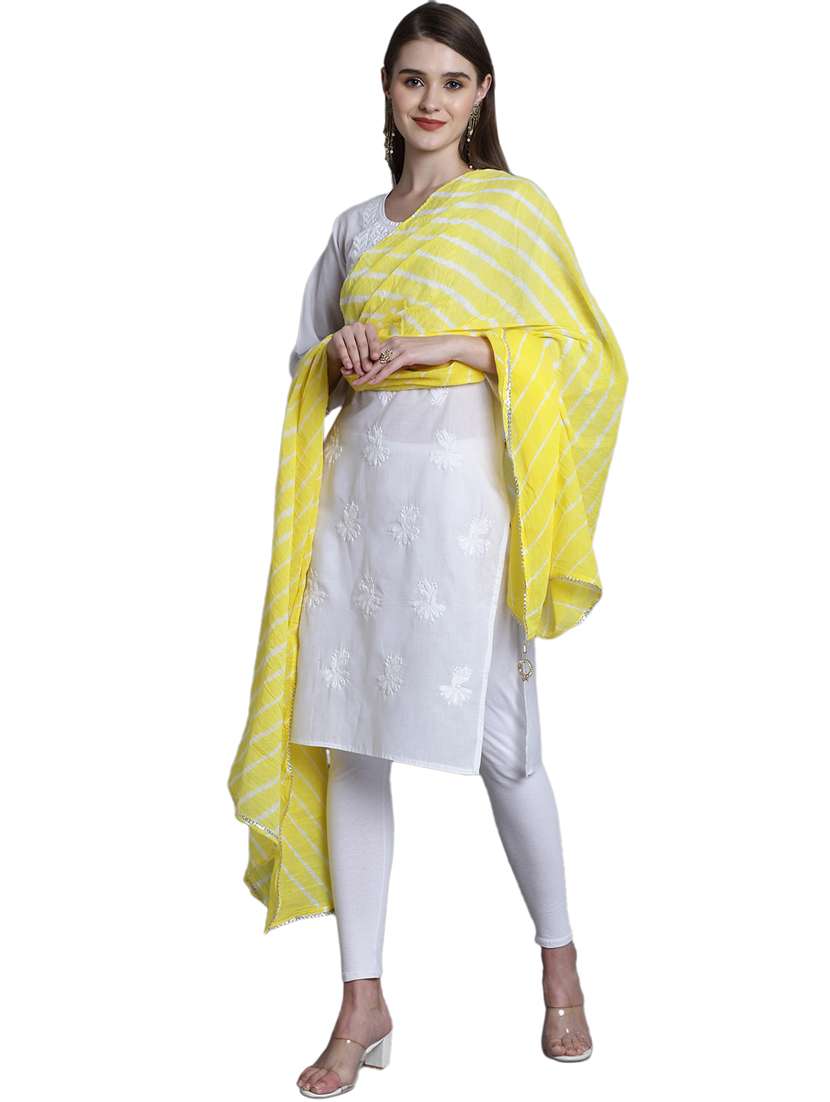 women yellow leheriya print dupatta - 20448798 -  Standard Image - 1