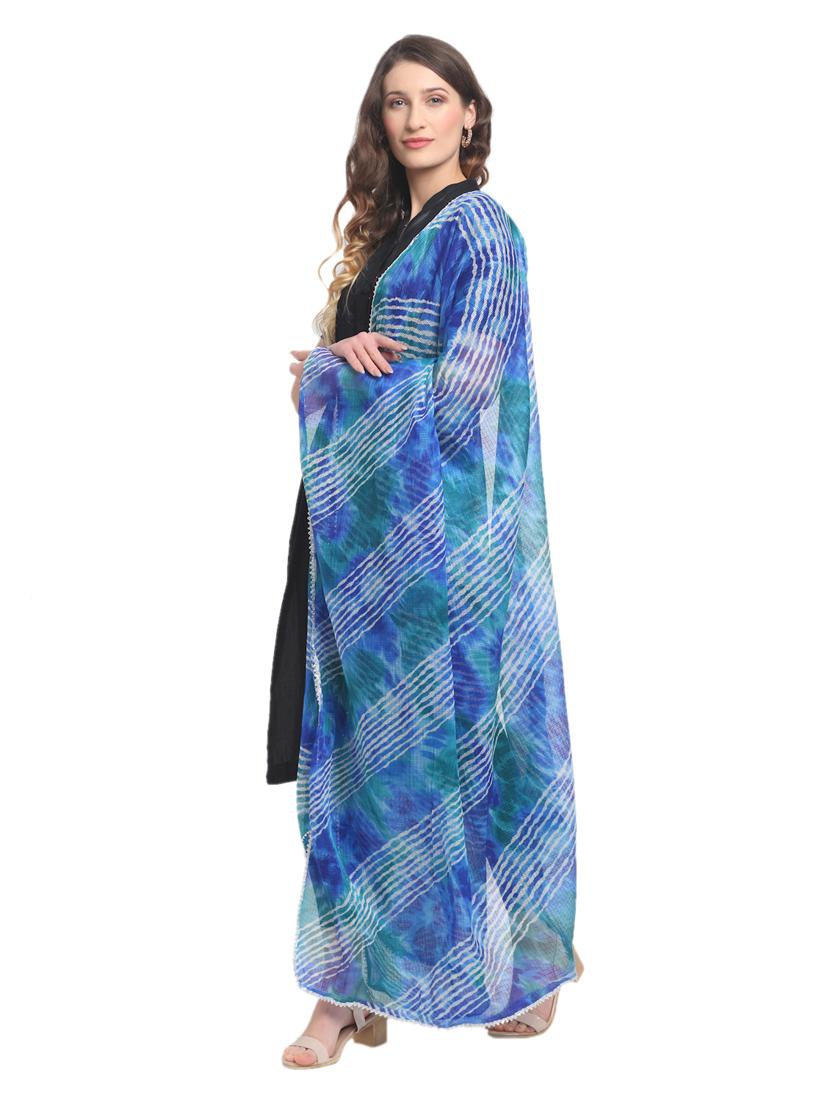 women blue leheriya print dupatta - 20448815 - Standard Image - 1