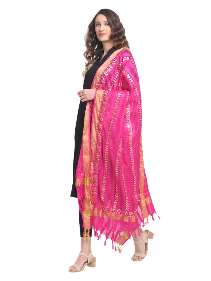 women pink embroidered dupatta - 20448821 - Standard Image - 1