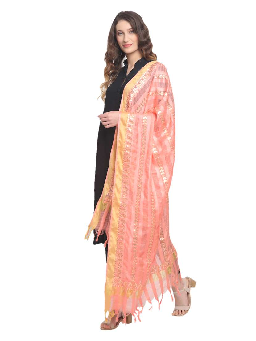 women peach embroidered dupatta - 20448822 -  Standard Image - 1