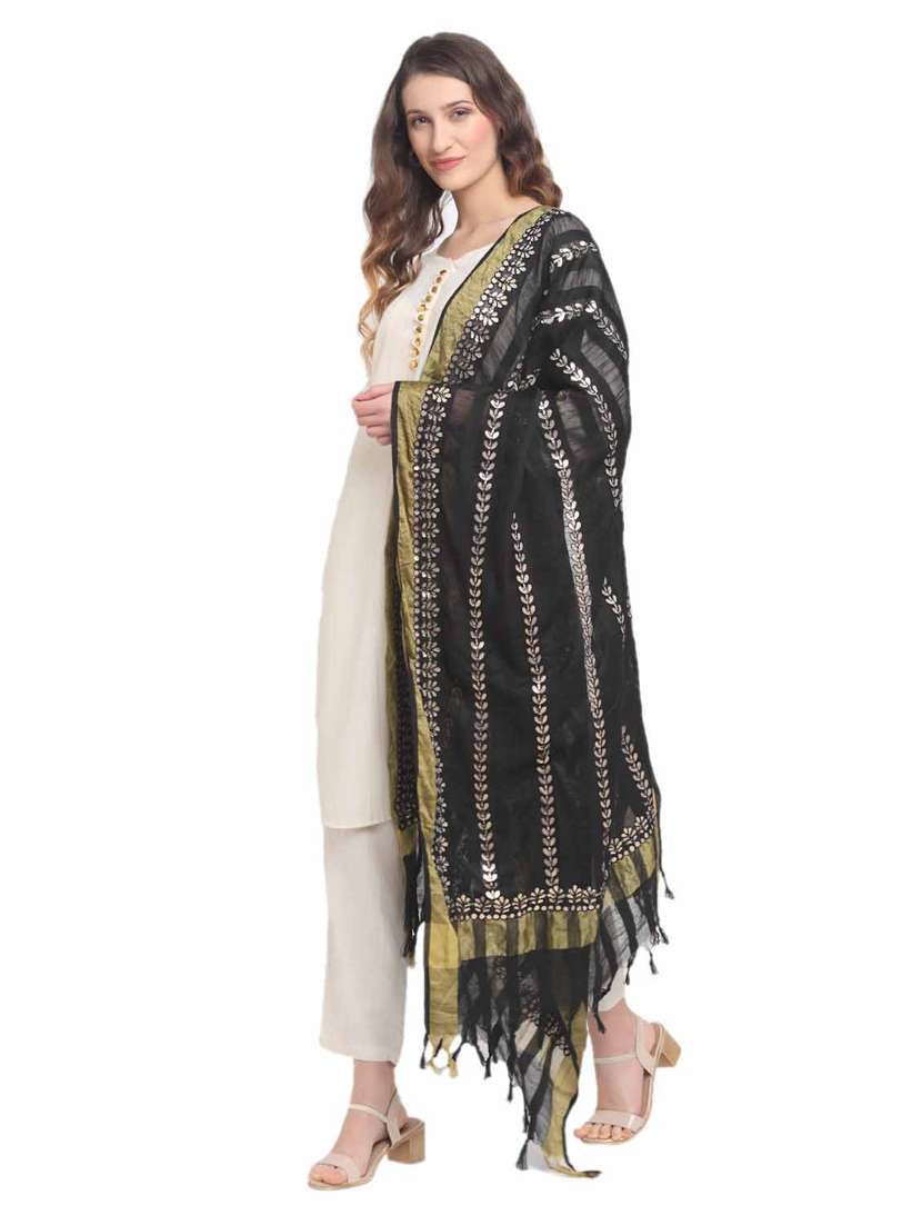 women black embroidered dupatta - 20448825 -  Standard Image - 1