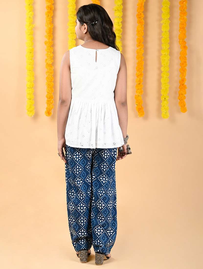 girls block printed kurta salwar set  - 20448845 -  Standard Image - 1