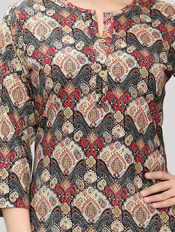 multi colored three quarter sleeve straight kurti - 20448899 - Standard Image - 4