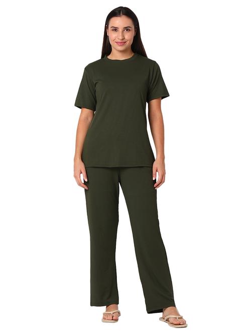 olive solid pyjama nightwear set - 20448955 - Standard Image - 0