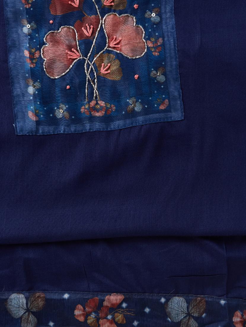 navy blue unstitched salwar suit set - 20449038 -  Standard Image - 1