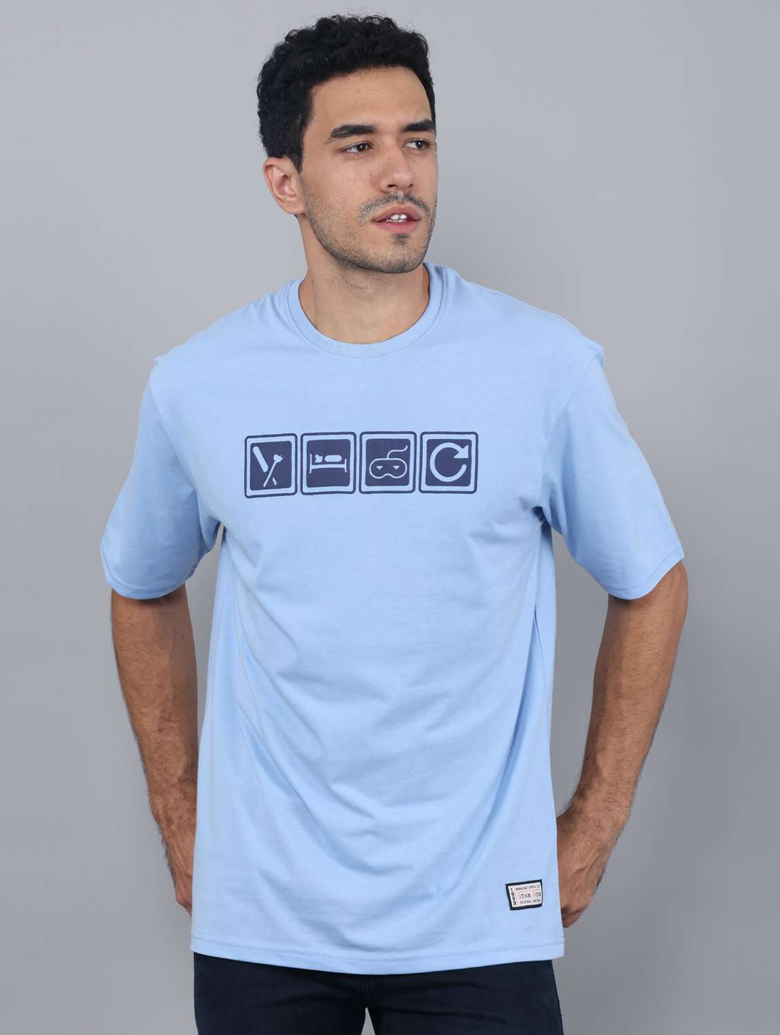 men light blue cotton t-shirt