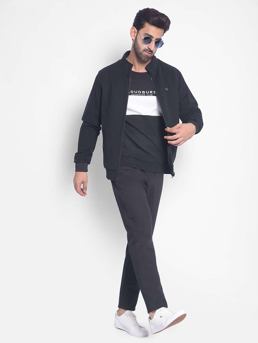 men black polyester casual jacket - 20449301 - Standard Image - 4
