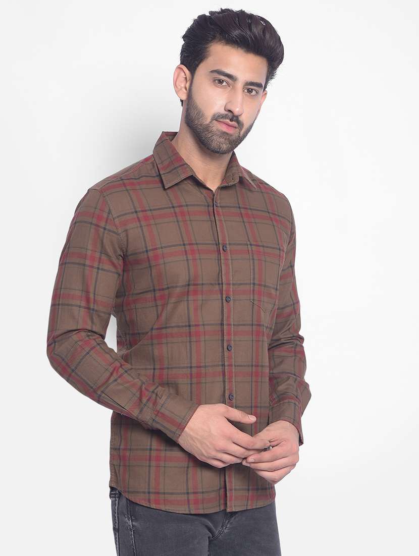 slim fit checked cotton shirt