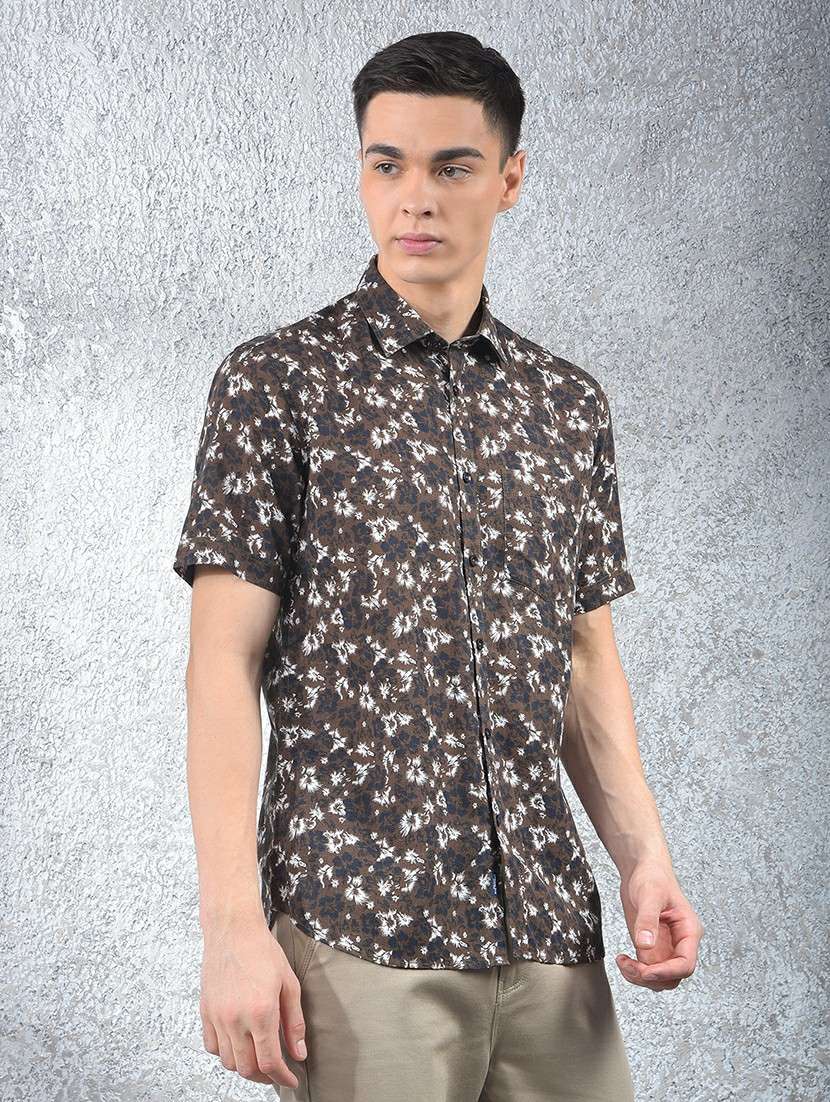 slim fit floral printed cotton shirt - 20449319 -  Standard Image - 1