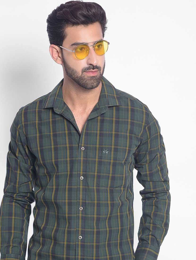 slim fit cotton checked shirt - 20449320 - Standard Image - 1