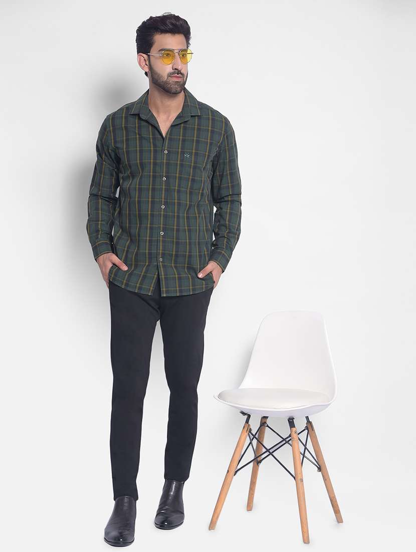 slim fit cotton checked shirt - 20449320 - Standard Image - 4