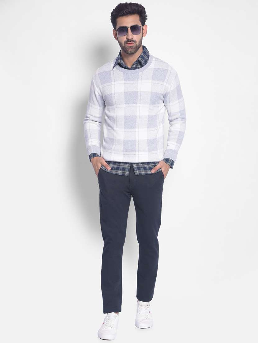 men checkered white cotton pullover - 20449327 -  Standard Image - 4
