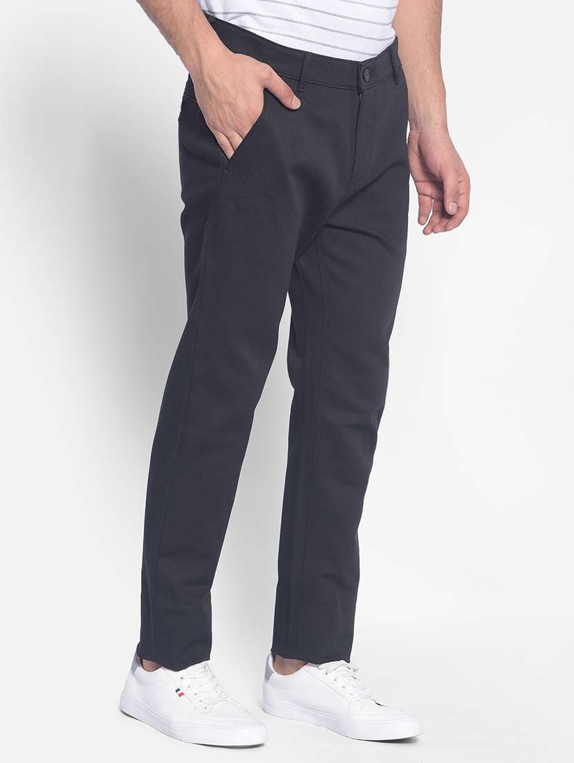 men's black flat front casual trouser - 20449351 -  Standard Image - 1