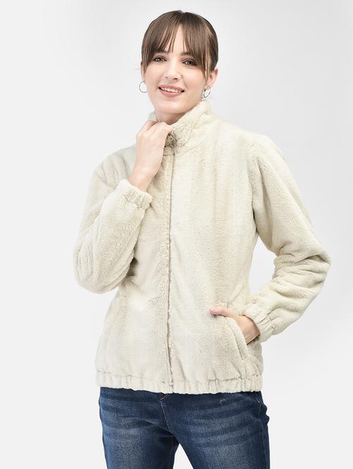 women cream polyester fur jacket  - 20449380 -  Standard Image - 0