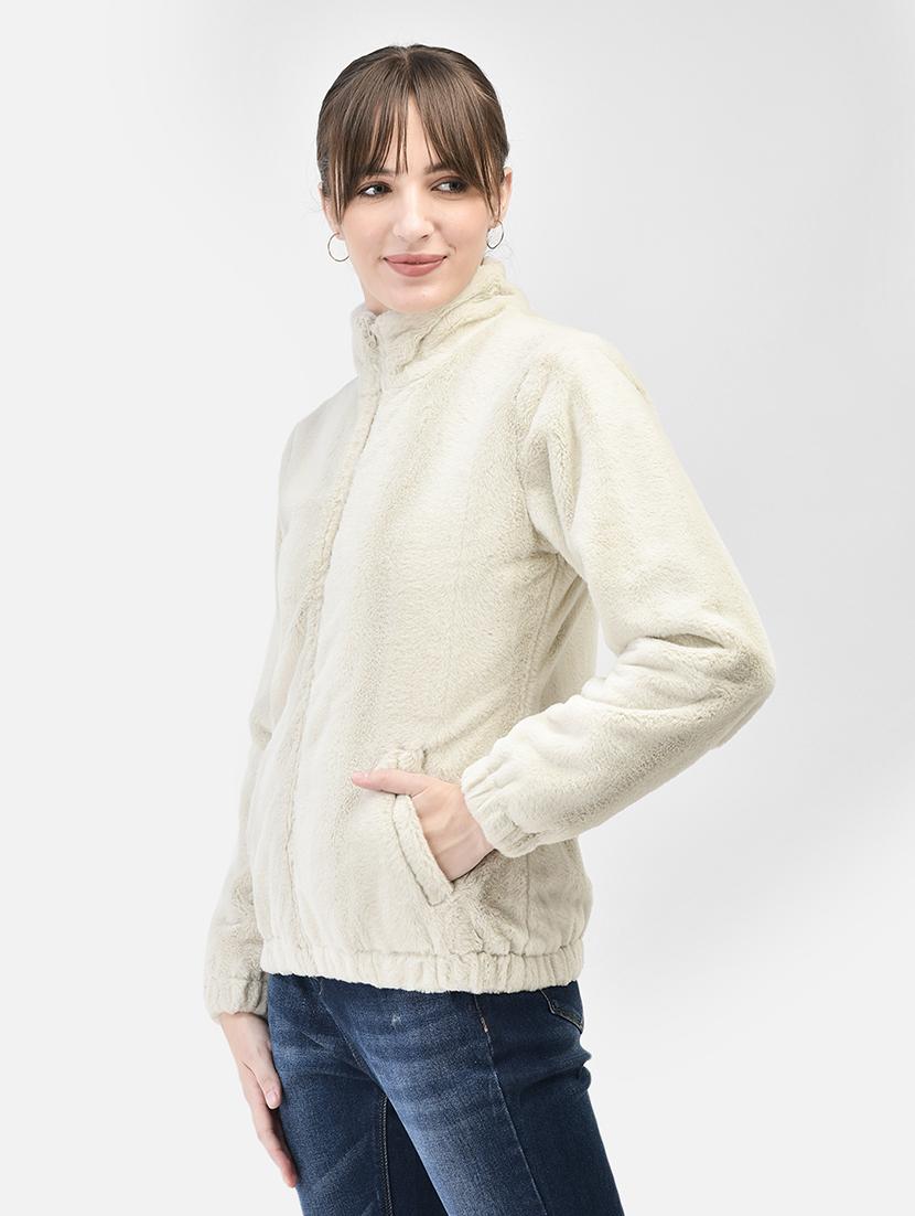women cream polyester fur jacket  - 20449380 -  Standard Image - 1