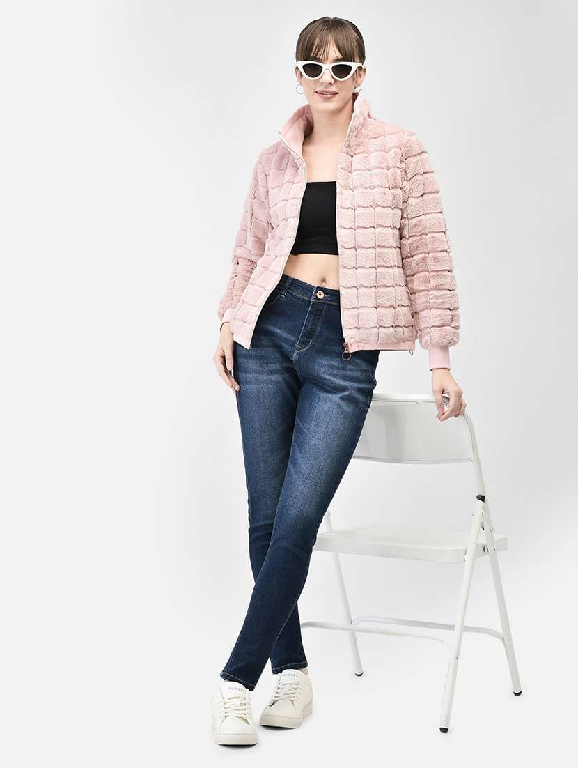 women pink polyester fur jacket - 20449381 - Standard Image - 4