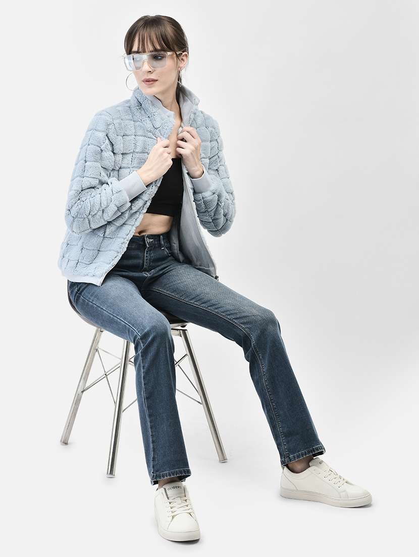 women blue polyester fur jacket - 20449382 - Standard Image - 4