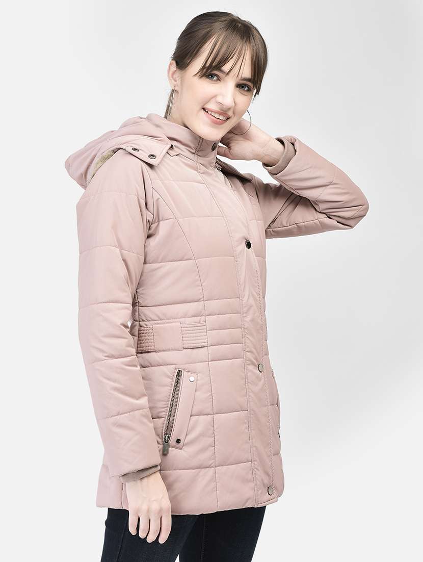 women dusty pink polyester quilted & padded jacket - 20449385 -  Standard Image - 1