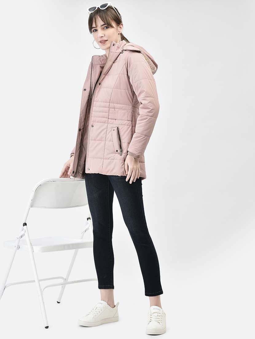 women dusty pink polyester quilted & padded jacket - 20449385 - Standard Image - 4